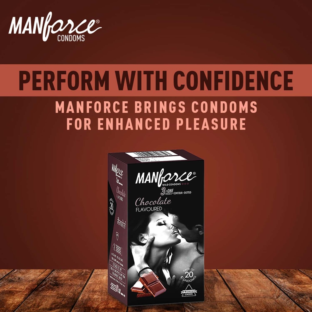 Manforce Wild Condom 3 In1 Chocolate Flavour (10 Pcs Pack)