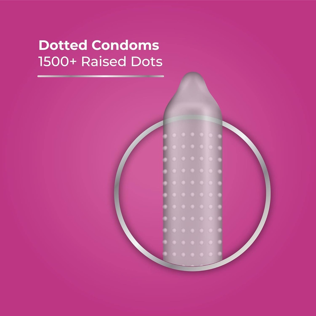 Skore 1500+Raised Dots With Additional Lubrication Condoms - (10 Pcs Pack)