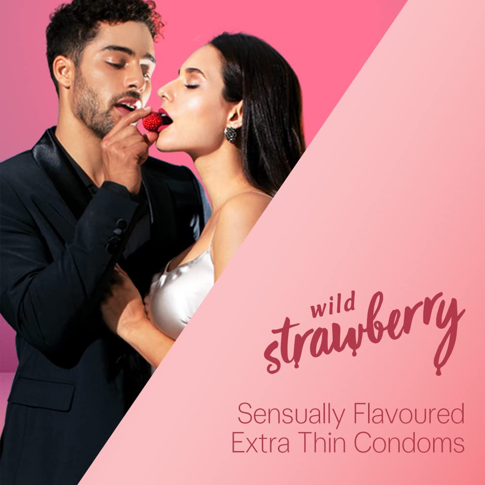 Durex Extra Thin Strawberry Flavoured Condoms- (10 Pcs Pack)