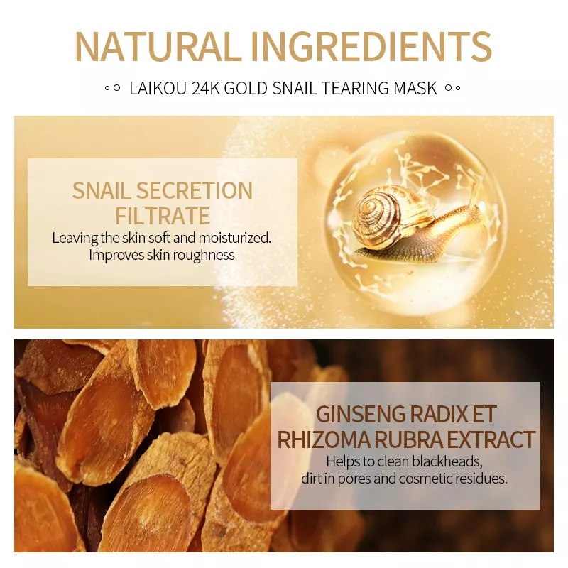 Laikou 24k Gold Snail Tearing Mask - 50g