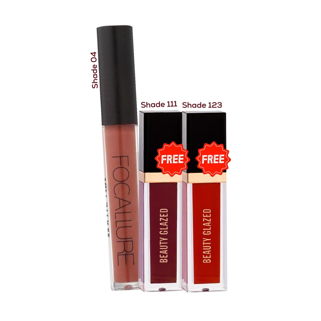 Buy Focallure Liquid Lipstick (Shade-4) & Get 2 Beauty Glazed Lipstick Free