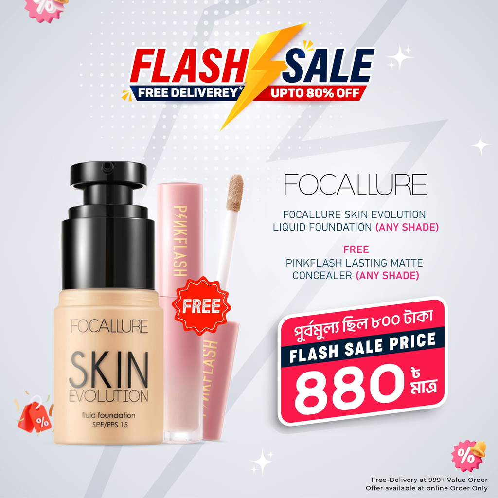 Bogo Offer (Focallure Skin Evolution Liquid Foundation + PinkFlash Lasting Matte Concealer)