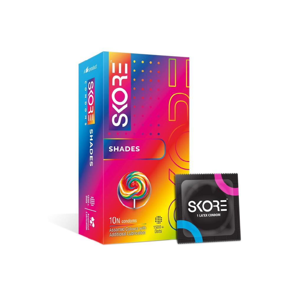 Skore Shades Assorted Colours with Addtional Lubrication Condoms 