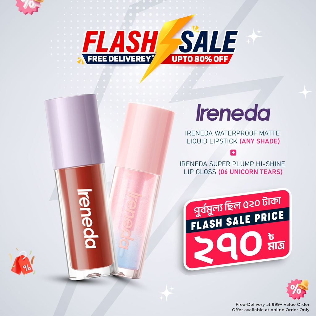 Ireneda Super Lip Combo (Matte Liquid Lipstick + Hi-Shine Lip Gloss)