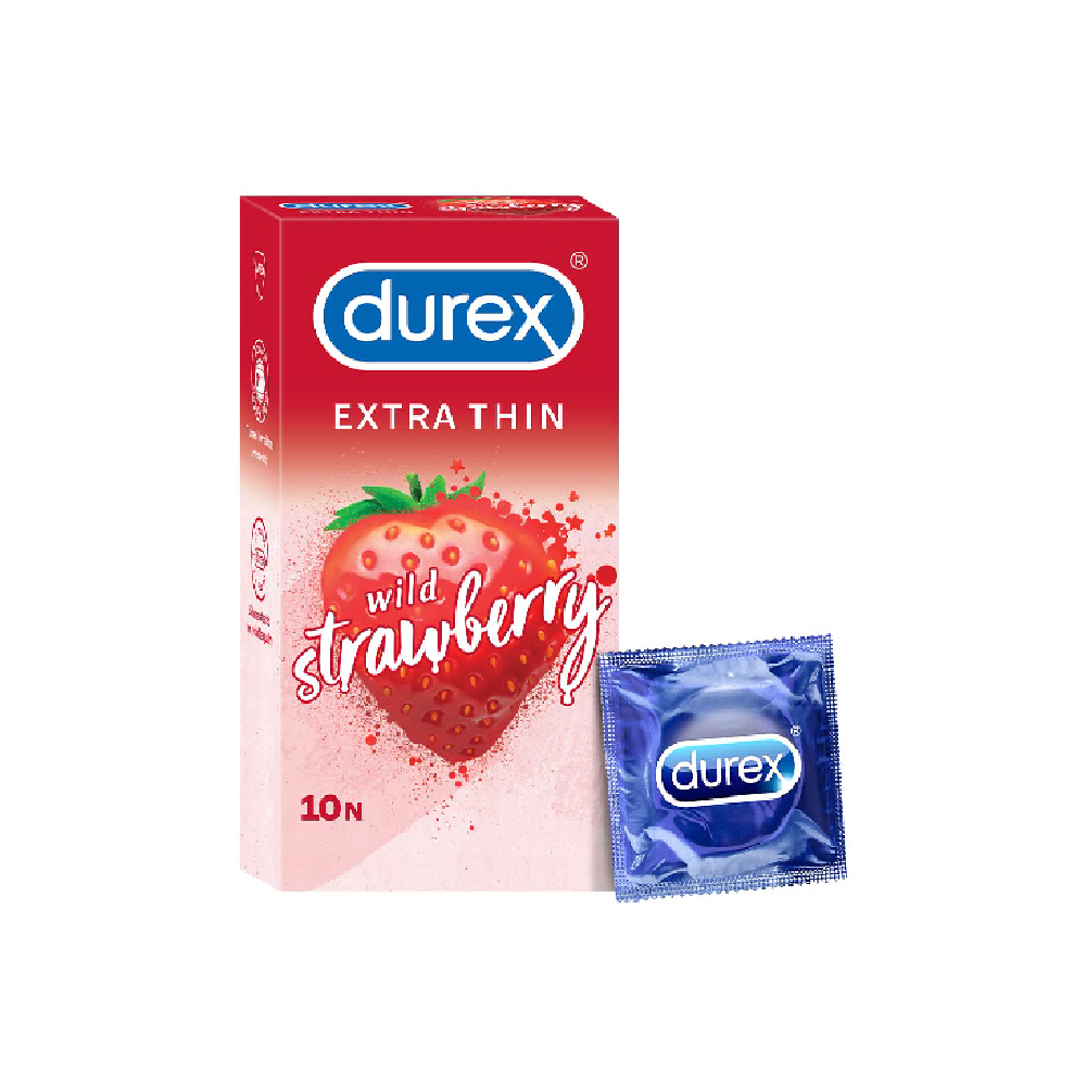 Durex Extra Thin Strawberry Flavoured Condoms (10 Pcs)